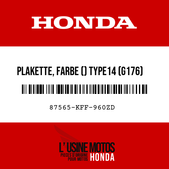 image de 87565-KFF-960ZD PLAKETTE, FARBE () TYPE14 (G176)