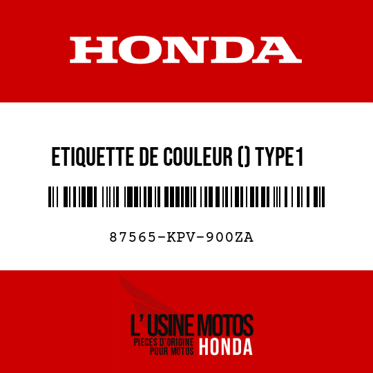 image de 87565-KPV-900ZA ETIQUETTE DE COULEUR () TYPE1 (NH411)