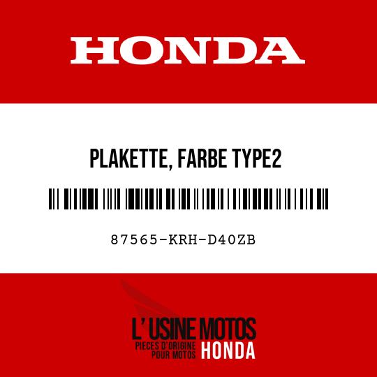 image de 87565-KRH-D40ZB PLAKETTE, FARBE TYPE2