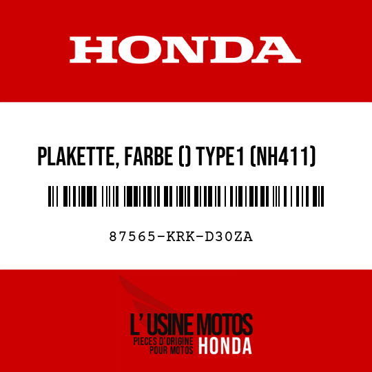 image de 87565-KRK-D30ZA PLAKETTE, FARBE () TYPE1 (NH411)