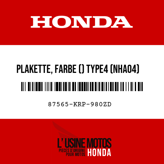 image de 87565-KRP-980ZD PLAKETTE, FARBE () TYPE4 (NHA04)