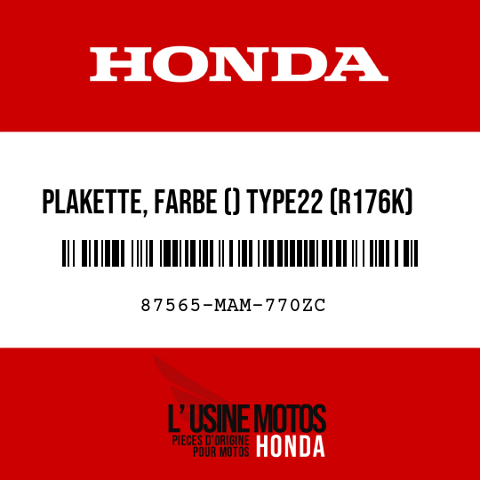 image de 87565-MAM-770ZC PLAKETTE, FARBE () TYPE22 (R176K)