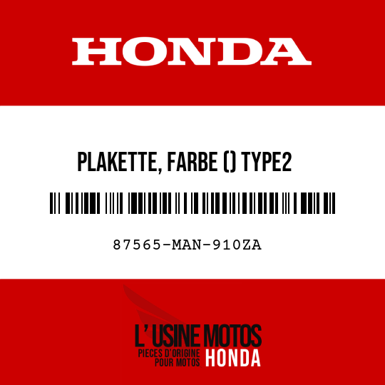 image de 87565-MAN-910ZA PLAKETTE, FARBE () TYPE2 