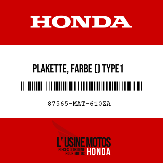 image de 87565-MAT-610ZA PLAKETTE, FARBE () TYPE1