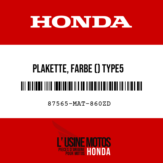 image de 87565-MAT-860ZD PLAKETTE, FARBE () TYPE5