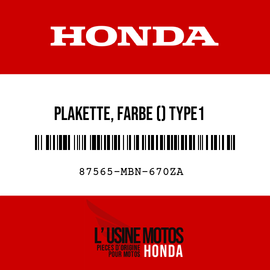 image de 87565-MBN-670ZA PLAKETTE, FARBE () TYPE1