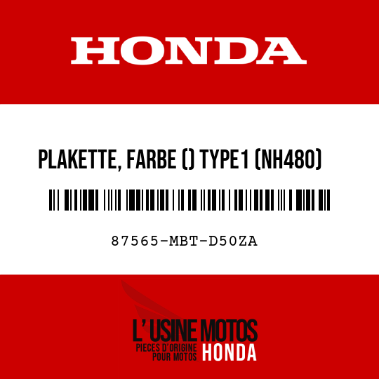 image de 87565-MBT-D50ZA PLAKETTE, FARBE () TYPE1 (NH480)