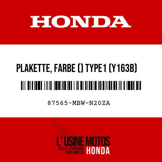 image de 87565-MBW-N20ZA PLAKETTE, FARBE () TYPE1 (Y163B)