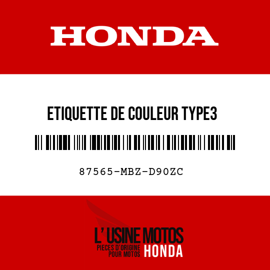 image de 87565-MBZ-D90ZC ETIQUETTE DE COULEUR TYPE3