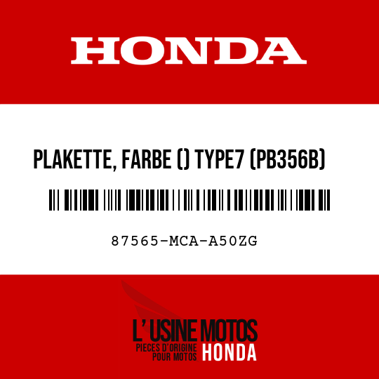 image de 87565-MCA-A50ZG PLAKETTE, FARBE () TYPE7 (PB356B)