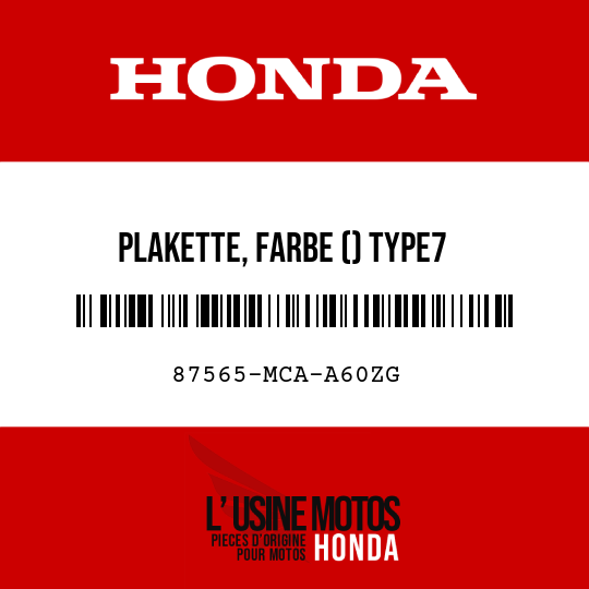 image de 87565-MCA-A60ZG PLAKETTE, FARBE () TYPE7