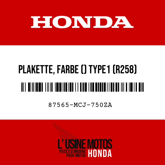 image de 87565-MCJ-750ZA PLAKETTE, FARBE () TYPE1 (R258)