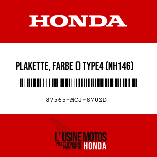 image de 87565-MCJ-870ZD PLAKETTE, FARBE () TYPE4 (NH146)