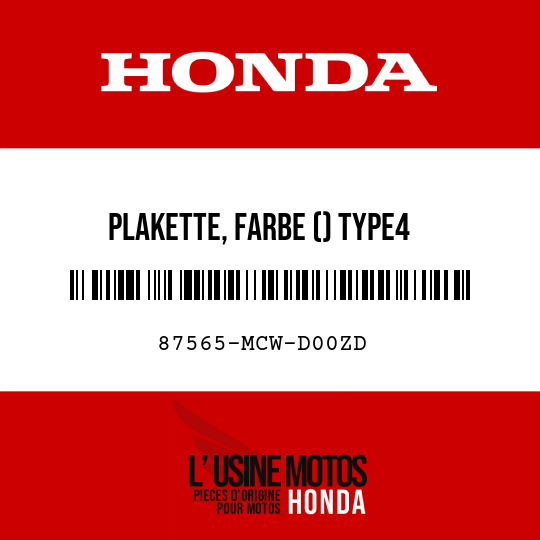 image de 87565-MCW-D00ZD PLAKETTE, FARBE () TYPE4