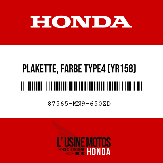 image de 87565-MN9-650ZD PLAKETTE, FARBE TYPE4 (YR158)