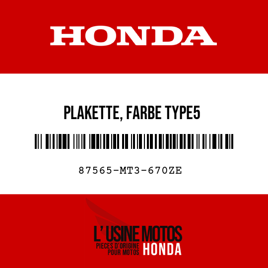 image de 87565-MT3-670ZE PLAKETTE, FARBE TYPE5