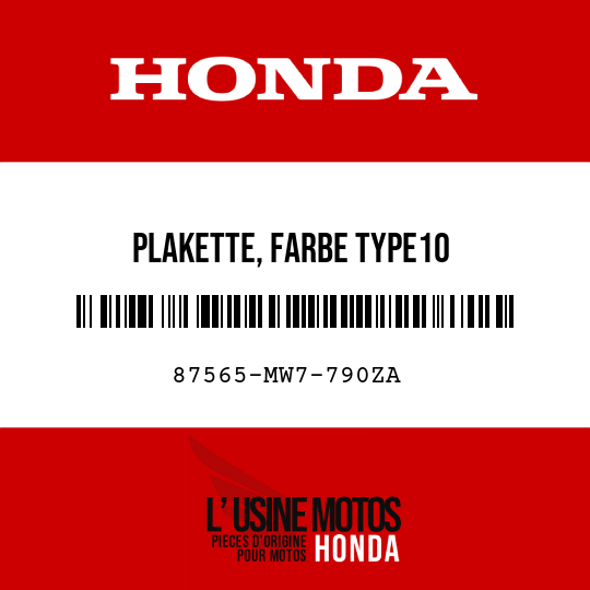 image de 87565-MW7-790ZA PLAKETTE, FARBE TYPE10