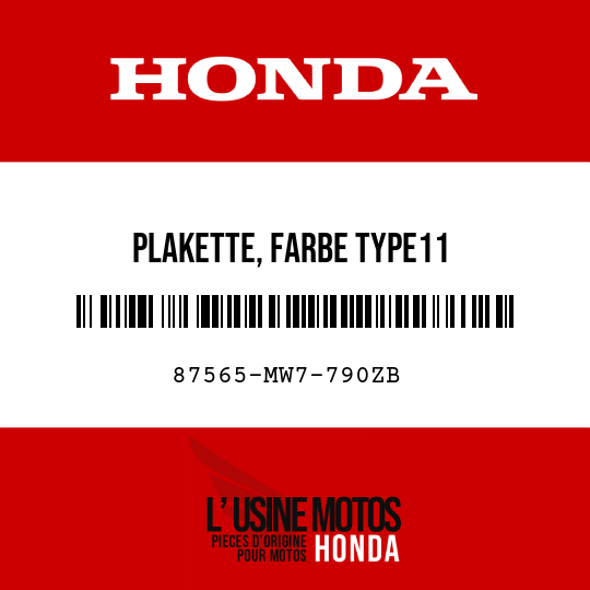 image de 87565-MW7-790ZB PLAKETTE, FARBE TYPE11