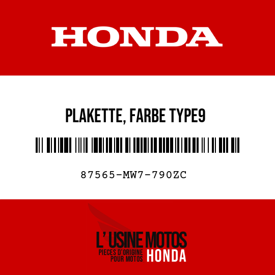 image de 87565-MW7-790ZC PLAKETTE, FARBE TYPE9