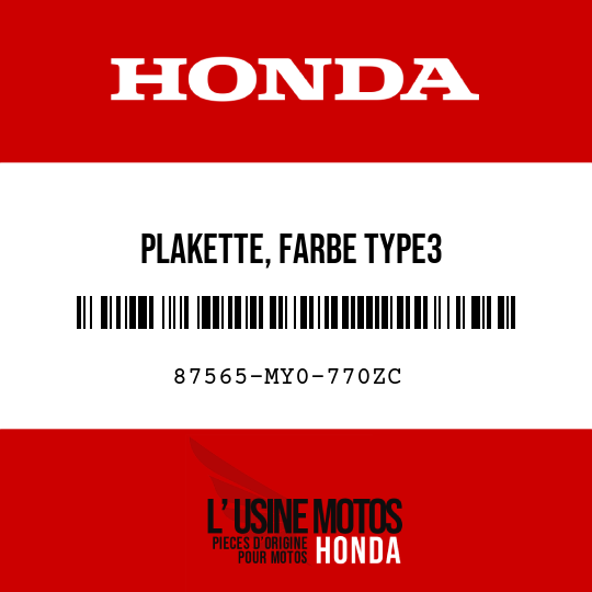 image de 87565-MY0-770ZC PLAKETTE, FARBE TYPE3 