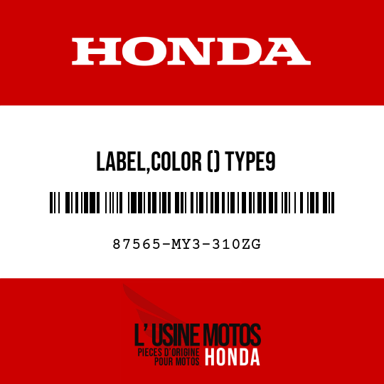 image de 87565-MY3-310ZG LABEL,COLOR () TYPE9