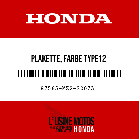 image de 87565-MZ2-300ZA PLAKETTE, FARBE TYPE12