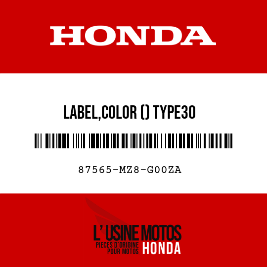 image de 87565-MZ8-G00ZA LABEL,COLOR () TYPE30
