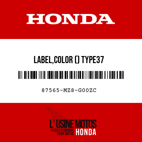 image de 87565-MZ8-G00ZC LABEL,COLOR () TYPE37
