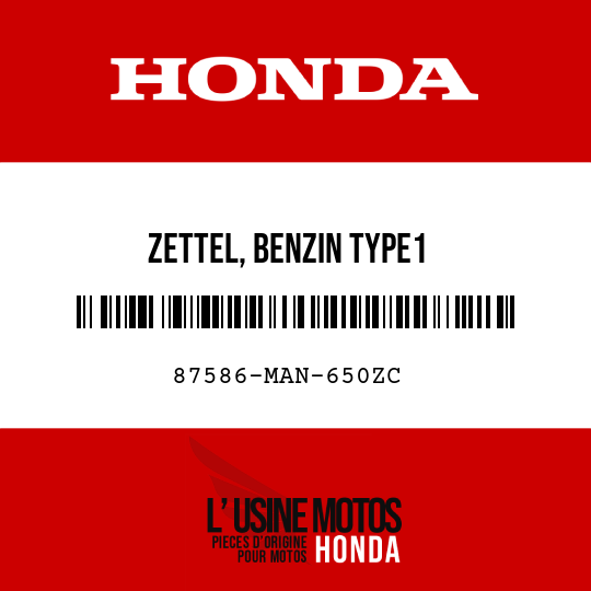 image de 87586-MAN-650ZC ZETTEL, BENZIN TYPE1