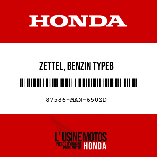 image de 87586-MAN-650ZD ZETTEL, BENZIN TYPEB 