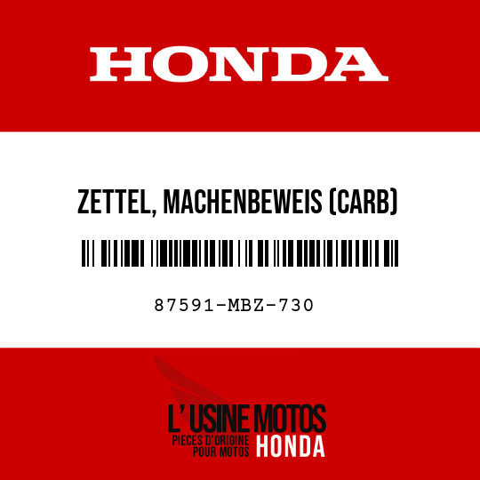 image de 87591-MBZ-730 ZETTEL, MACHENBEWEIS (CARB)