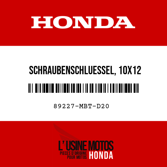 image de 89227-MBT-D20 SCHRAUBENSCHLUESSEL, 10X12