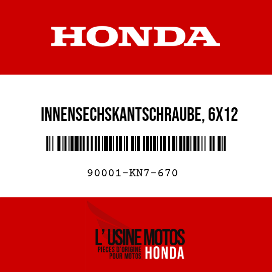 image de 90001-KN7-670 INNENSECHSKANTSCHRAUBE, 6X12