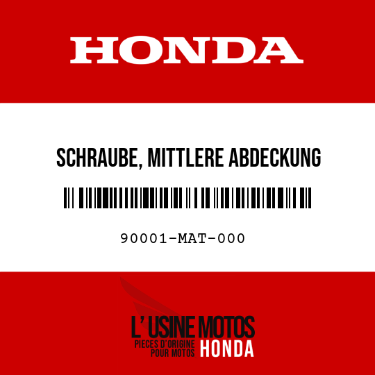 image de 90001-MAT-000 SCHRAUBE, MITTLERE ABDECKUNG