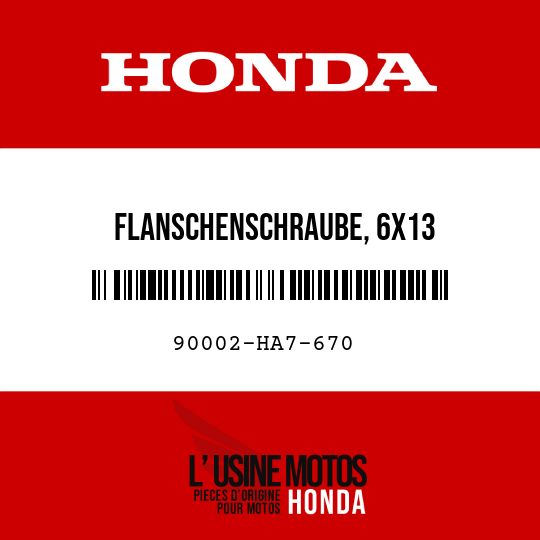 image de 90002-HA7-670 FLANSCHENSCHRAUBE, 6X13