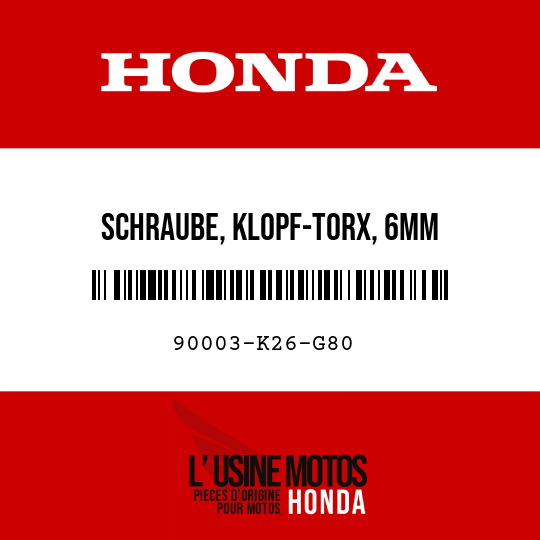 image de 90003-K26-G80 SCHRAUBE, KLOPF-TORX, 6MM