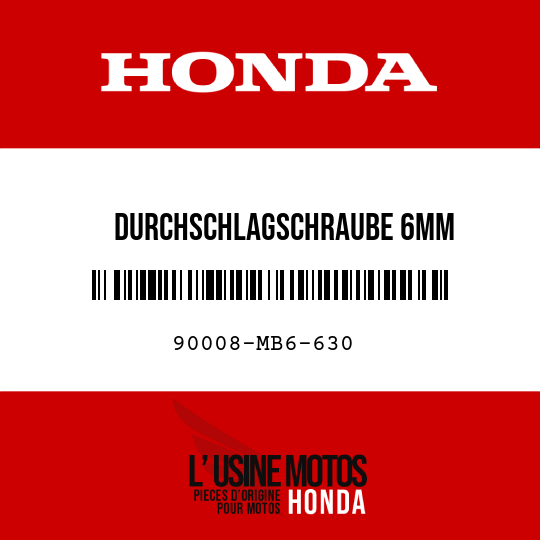 image de 90008-MB6-630 DURCHSCHLAGSCHRAUBE 6MM
