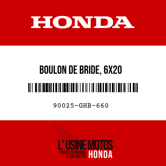 image de 90025-GHB-660 BOULON DE BRIDE, 6X20