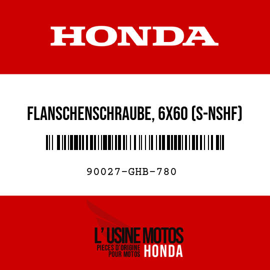 image de 90027-GHB-780 FLANSCHENSCHRAUBE, 6X60 (S-NSHF)