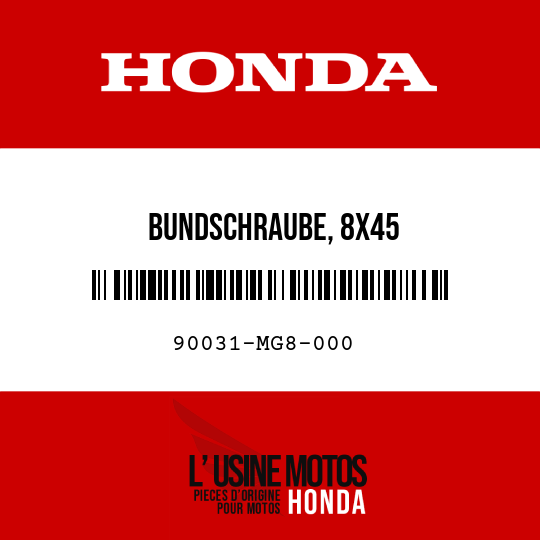 image de 90031-MG8-000 BUNDSCHRAUBE, 8X45