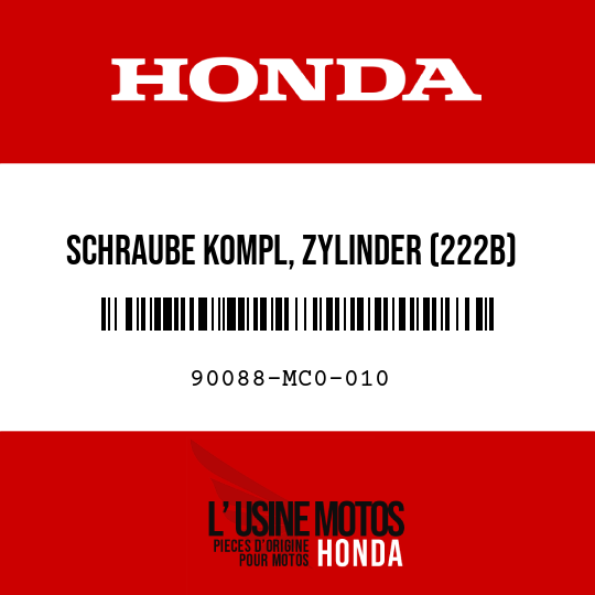 image de 90088-MC0-010 SCHRAUBE KOMPL, ZYLINDER (222B)