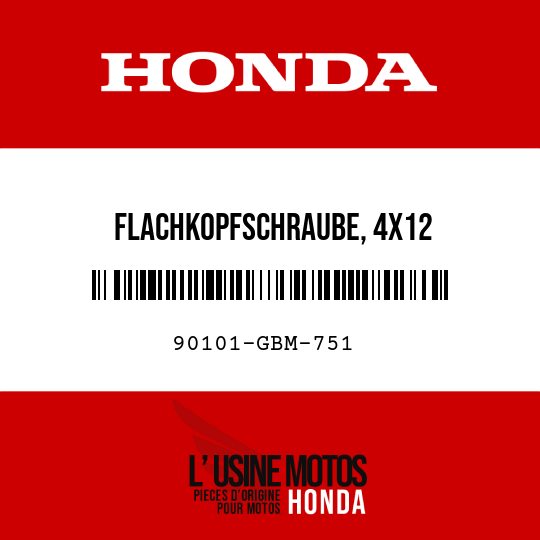 image de 90101-GBM-751 FLACHKOPFSCHRAUBE, 4X12