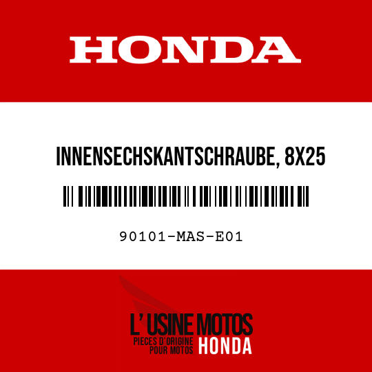 image de 90101-MAS-E01 INNENSECHSKANTSCHRAUBE, 8X25