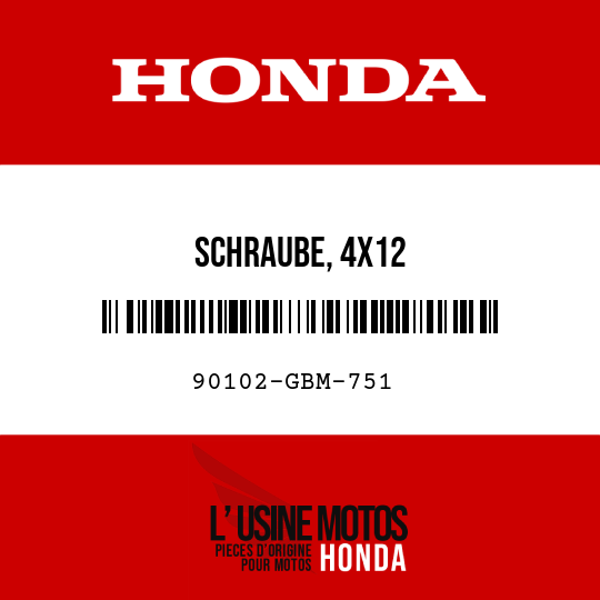 image de 90102-GBM-751 SCHRAUBE, 4X12