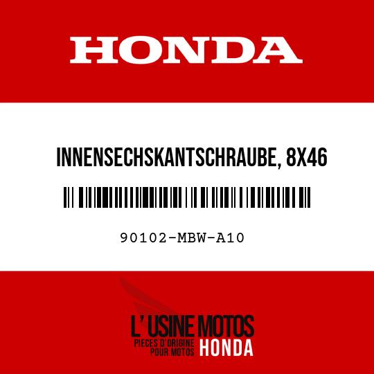image de 90102-MBW-A10 INNENSECHSKANTSCHRAUBE, 8X46