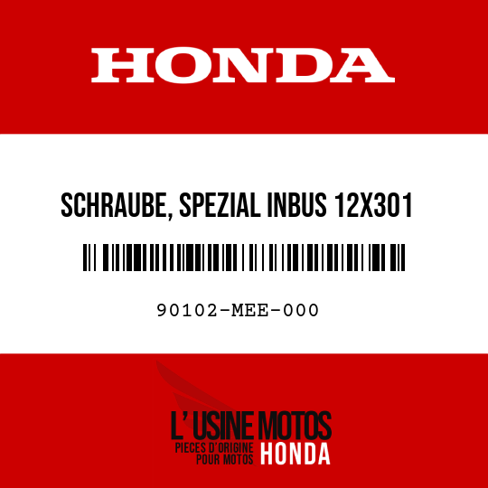 image de 90102-MEE-000 SCHRAUBE, SPEZIAL INBUS 12X301