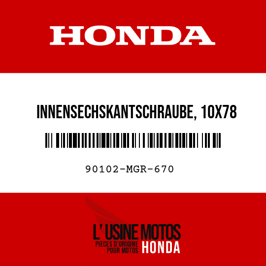 image de 90102-MGR-670 INNENSECHSKANTSCHRAUBE, 10X78