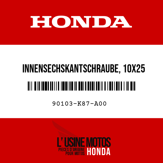 image de 90103-K87-A00 INNENSECHSKANTSCHRAUBE, 10X25