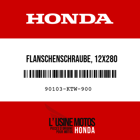 image de 90103-KTW-900 FLANSCHENSCHRAUBE, 12X280
