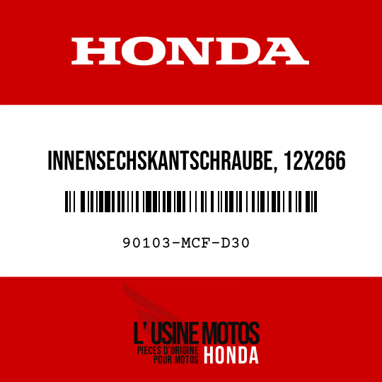 image de 90103-MCF-D30 INNENSECHSKANTSCHRAUBE, 12X266